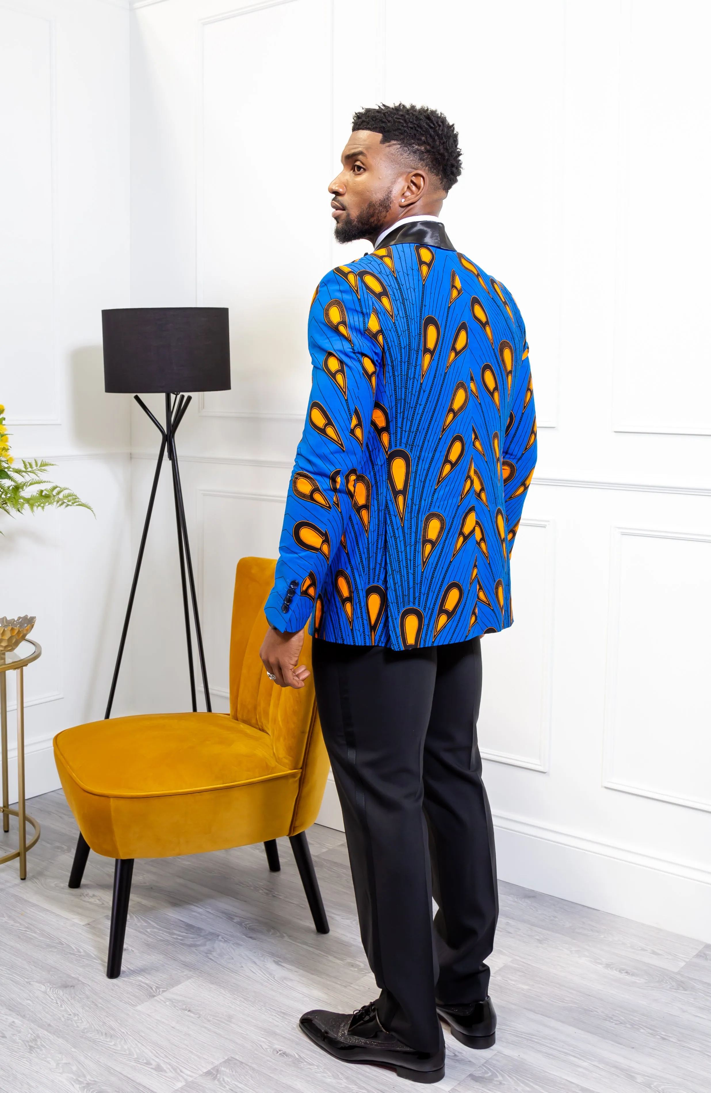 African Print Mens Dashiki Blazer - Modern Fit Shawl Collar Men's African Print Tuxedo for Guys - ELIJAH