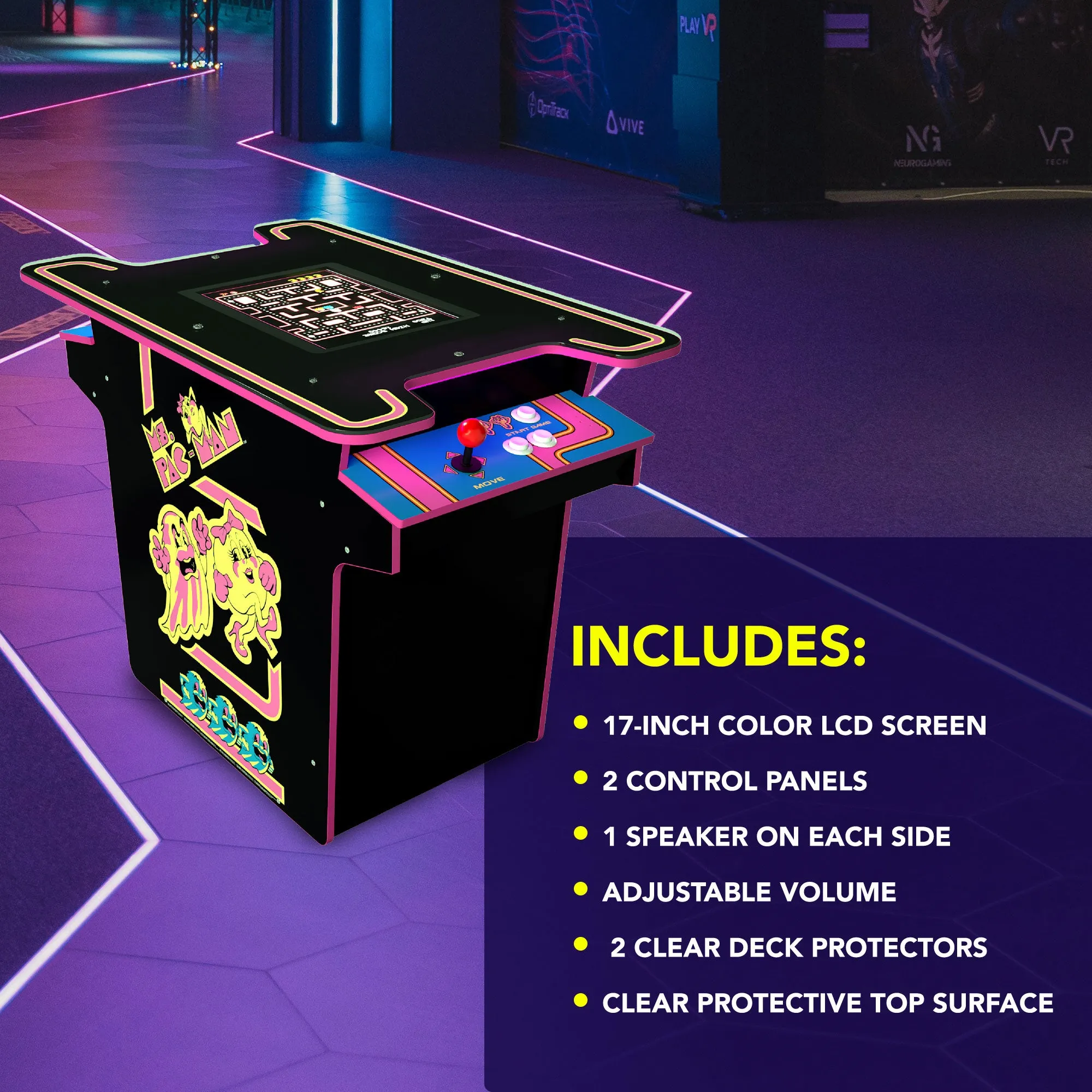 Arcade1UP Ms.PAC-MAN Head-to-Head 12 in 1 Arcade Table, Black Series (Used)