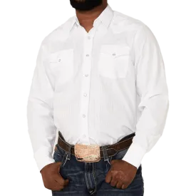 Avalon Men's Solid White Long Sleeve Western Snap Shirt