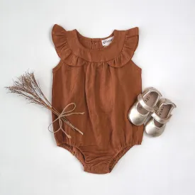 Baby Girls Neve Playsuit | Bronze Linen