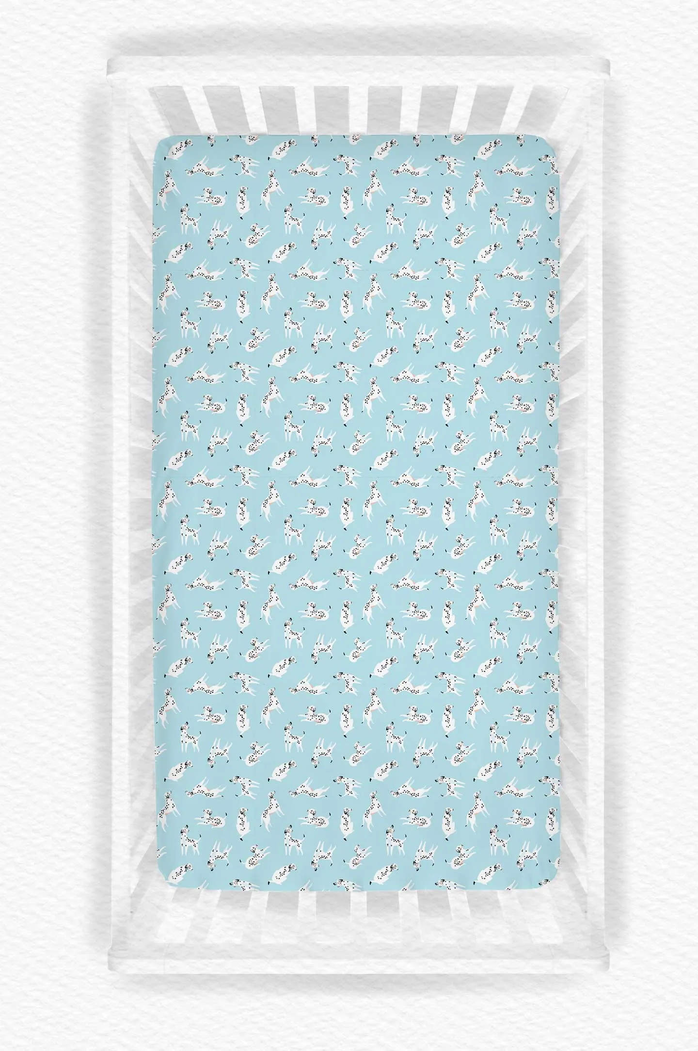 Beautifully Bold Blue Dalmatians - Bamboo Fitted Crib Sheet