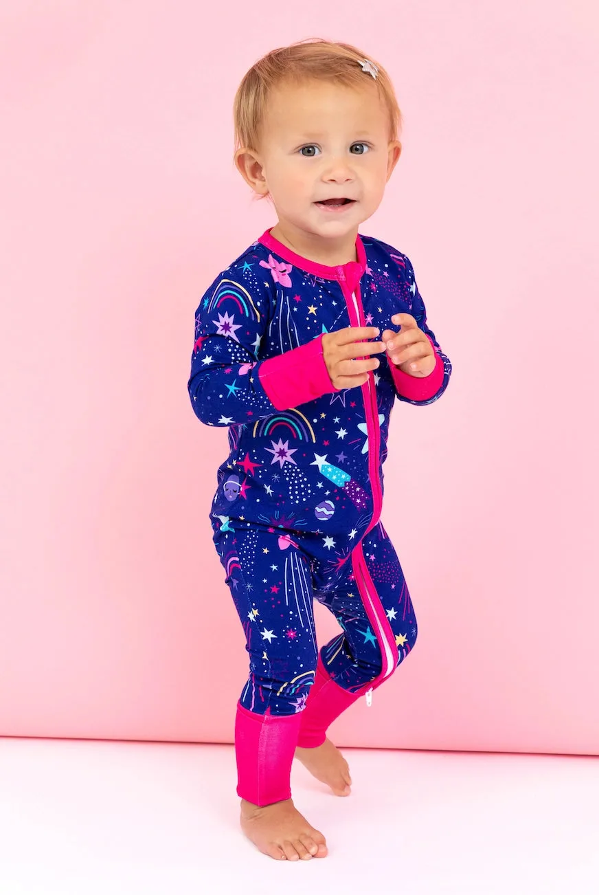 Bird & Bean Bamboo Footless Romper - Deep Blue Galaxy