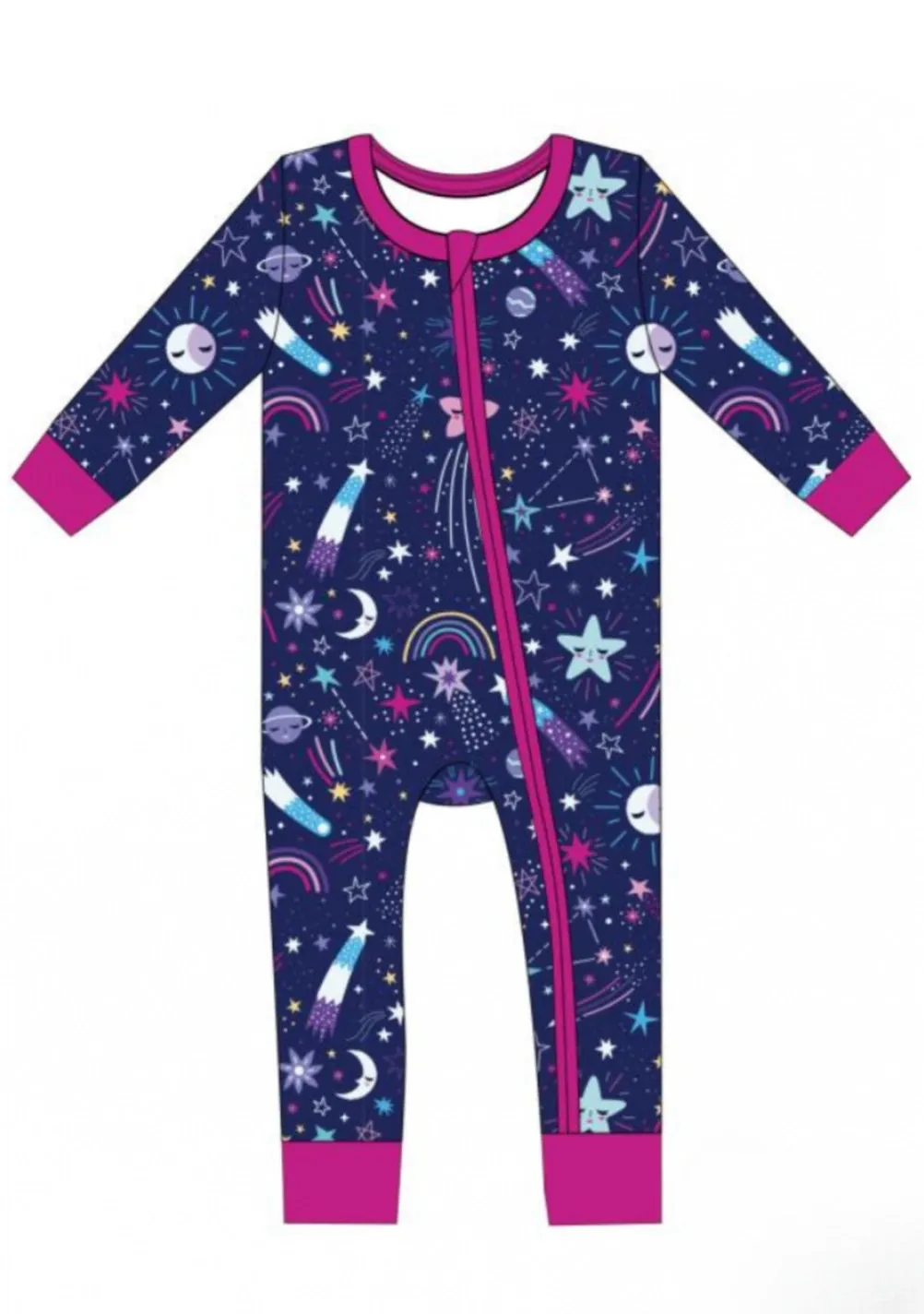 Bird & Bean Bamboo Footless Romper - Deep Blue Galaxy