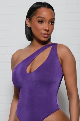 Bold Move One Shoulder Lined Bodysuit - Purple