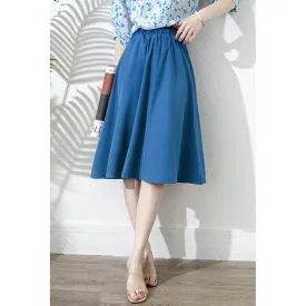 Chic Niche A-Line Solid Color Blue Skirt