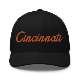 Cincinnati Classic Orange Script Trucker Hat