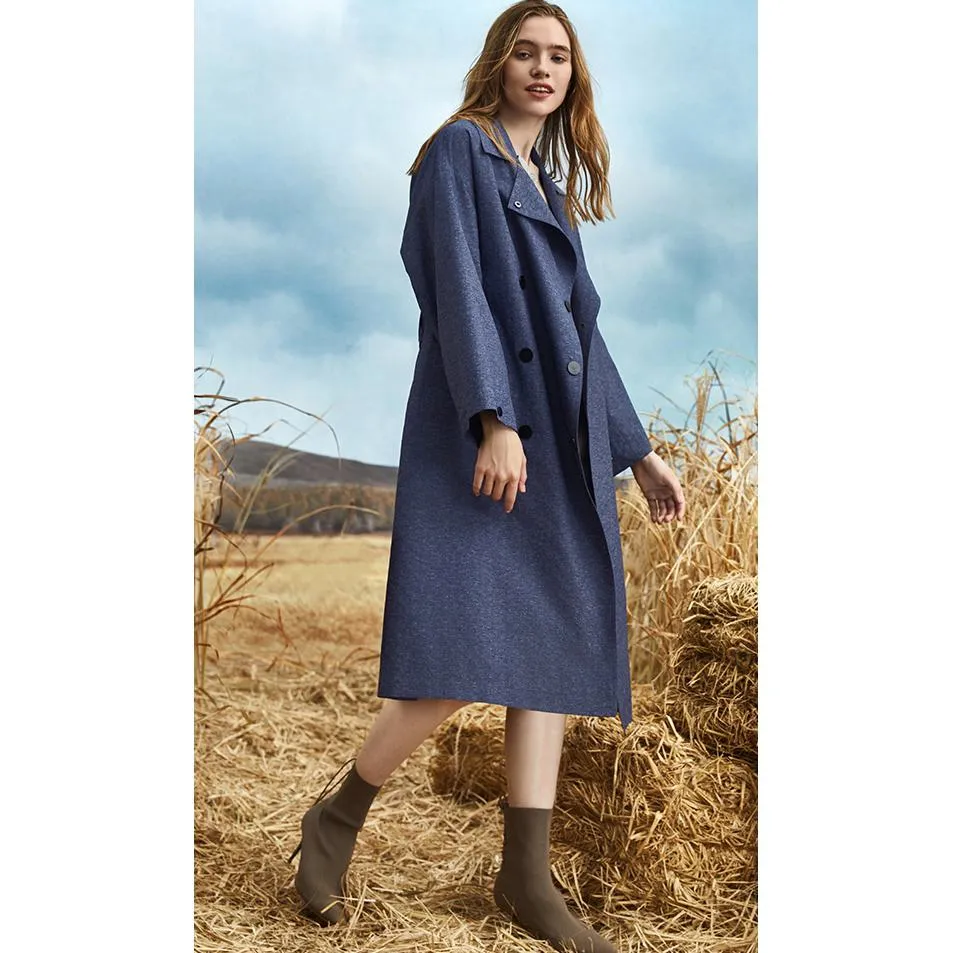 Classic Calf-Length Wool Blend Coat