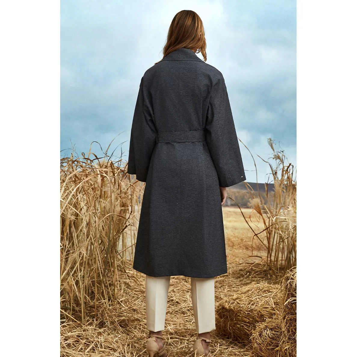 Classic Calf-Length Wool Blend Coat