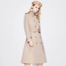 Classic Knee-Length Double Breasted Trench Coat