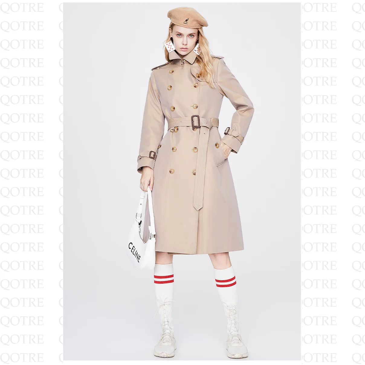 Classic Knee-Length Double Breasted Trench Coat