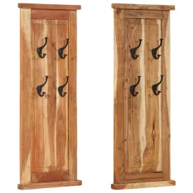 Coat Racks 2 pcs Solid Wood Acacia 38x100 cm