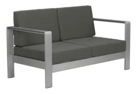 Cosmopolitan Outdoor Sofa In Gray, Made Weather Resistant Aluminium & Cushions, Ships In 24 HRS.