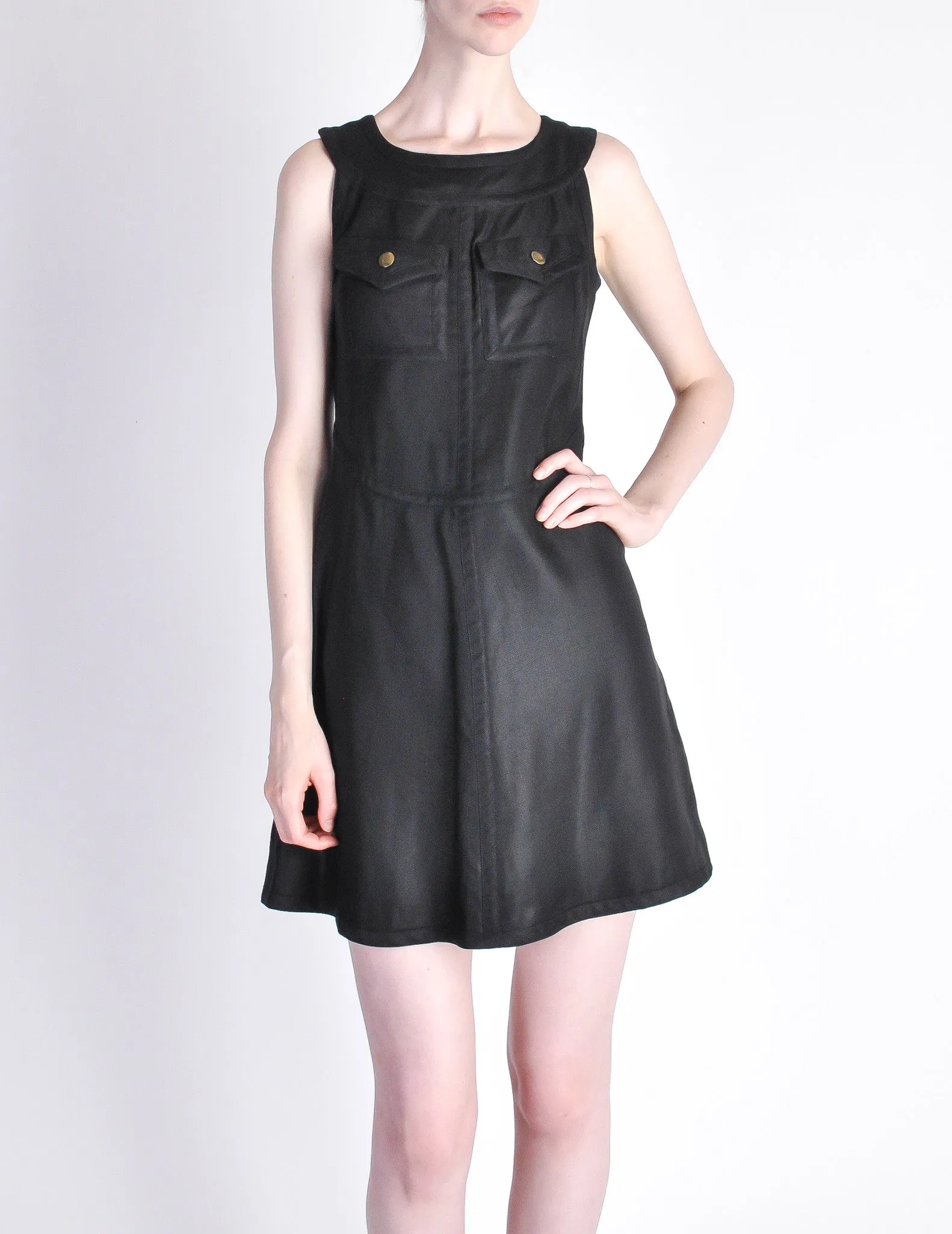 Courregès Vintage Iconic Black Linen Mini Dress