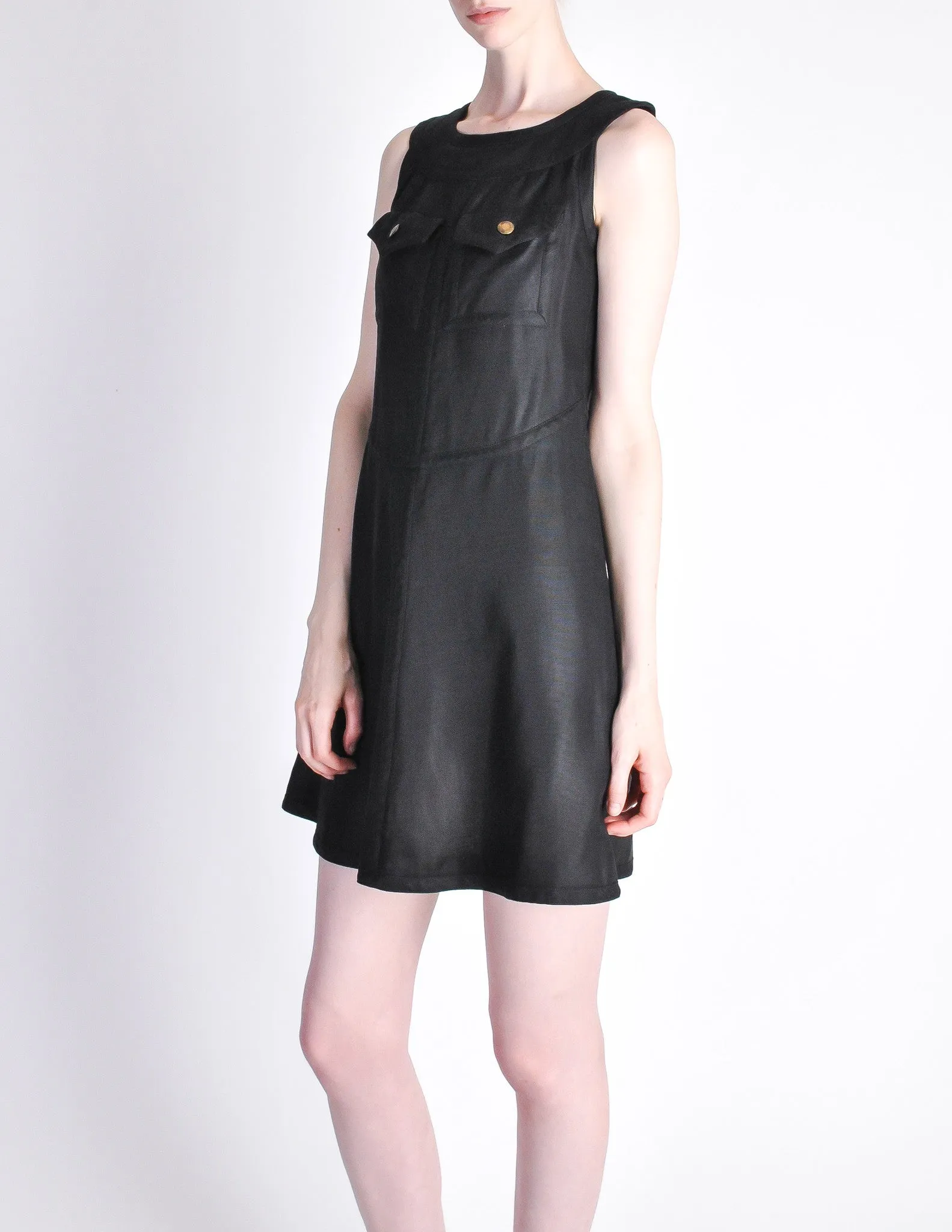 Courregès Vintage Iconic Black Linen Mini Dress