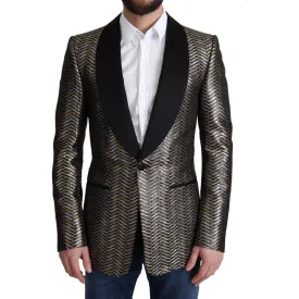 Dolce & Gabbana Elegant Metallic Jacquard Slim Blazer Jacket