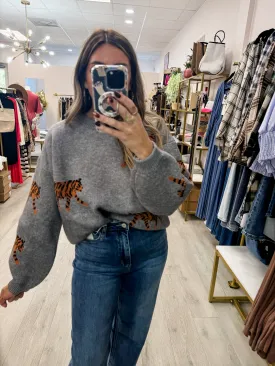 Drop Shoulder Tiger Sweater