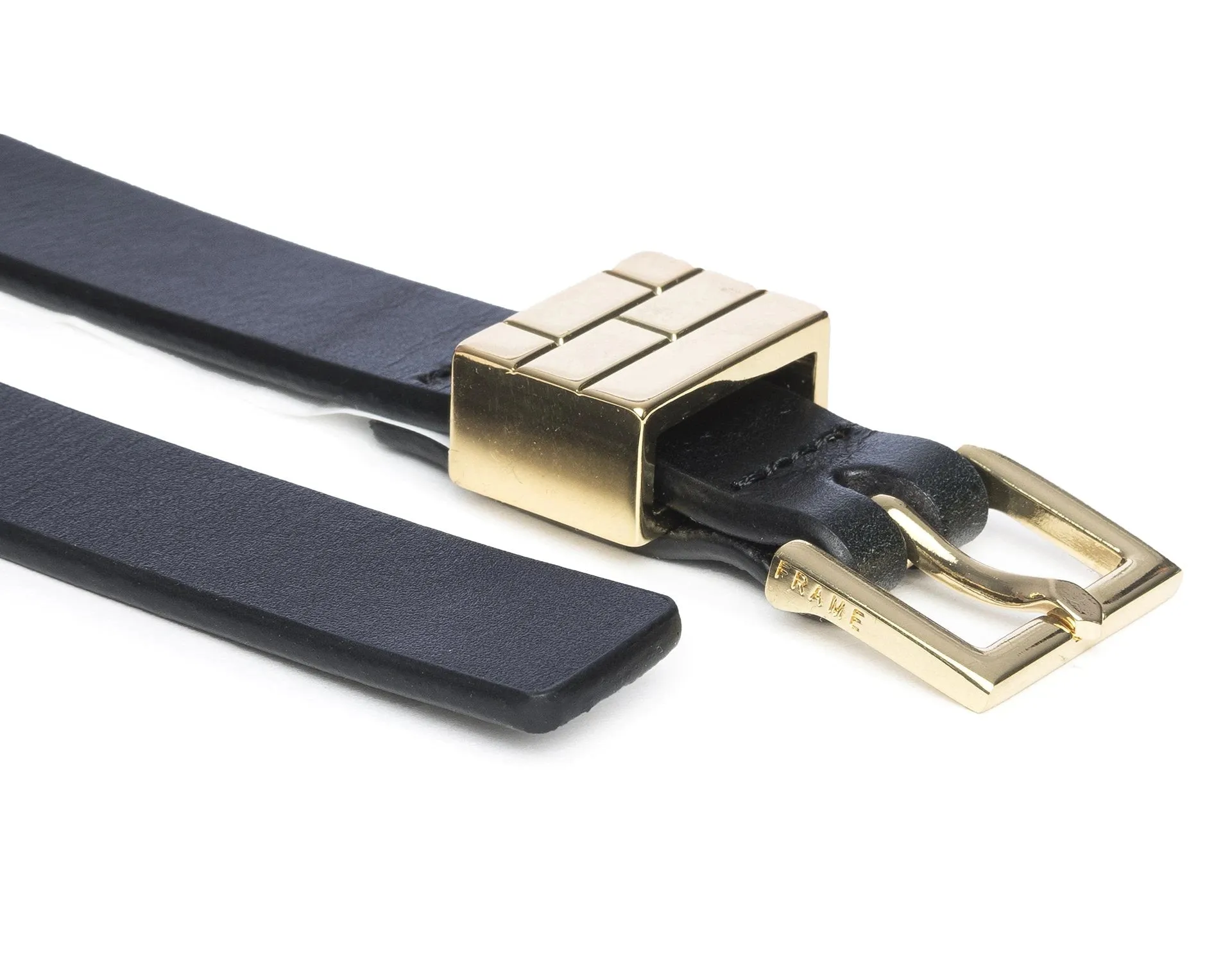 Frame - Petit Square Buckle Plaque Belt in Noir