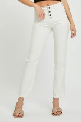 Full Size Mid-Rise Tummy Control Straight Jeans