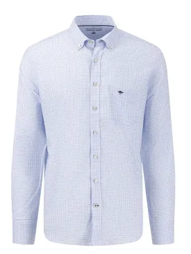 FYNCH HATTON Oxford Shirt - Men's Soft Cotton – Light Blue Check