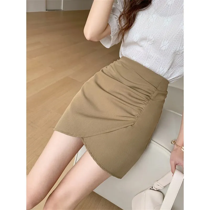 High-Waisted Accordion Pleat Skirt Chic Slimming Irregular Bodycon Skirt