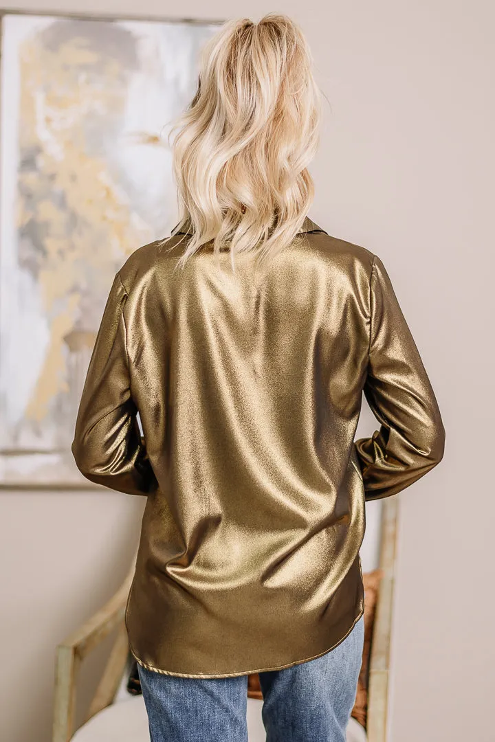 In This World Metallic Top | Gold