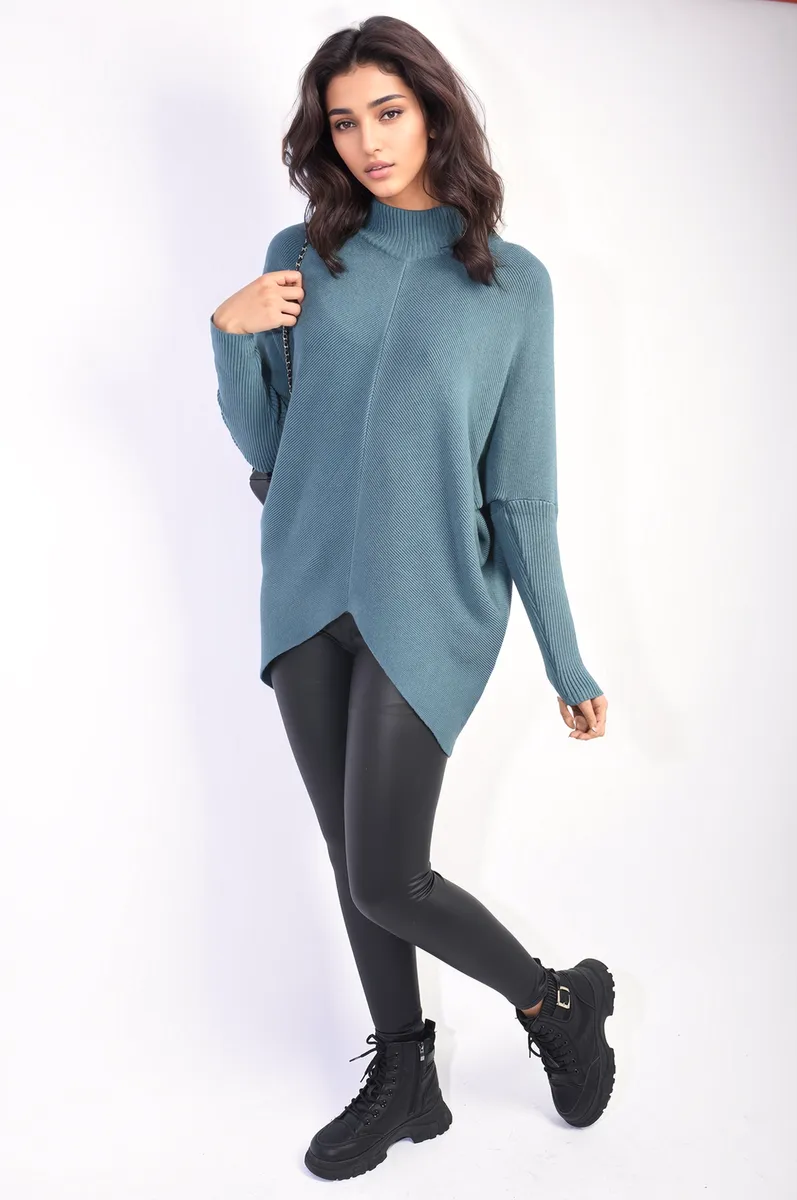 Janiyah Turtle Neck Longline Knitted Jumper