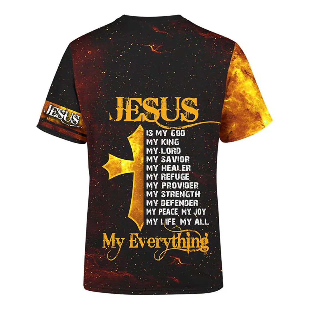 Jesus Lion The King Fire 3d Shirt - Christian 3D Shirt