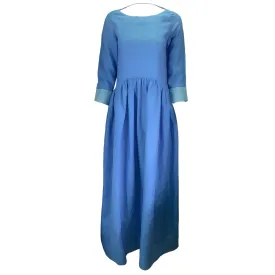 Kalita Blue Open Back Linen Maxi Dress