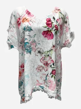 LST21-225A La Strada Linen Floral Top