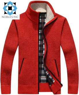 Men'S Sweaters Full Zip Slim Thick Knitted Cardigan Sweaters Jacket with Pockets