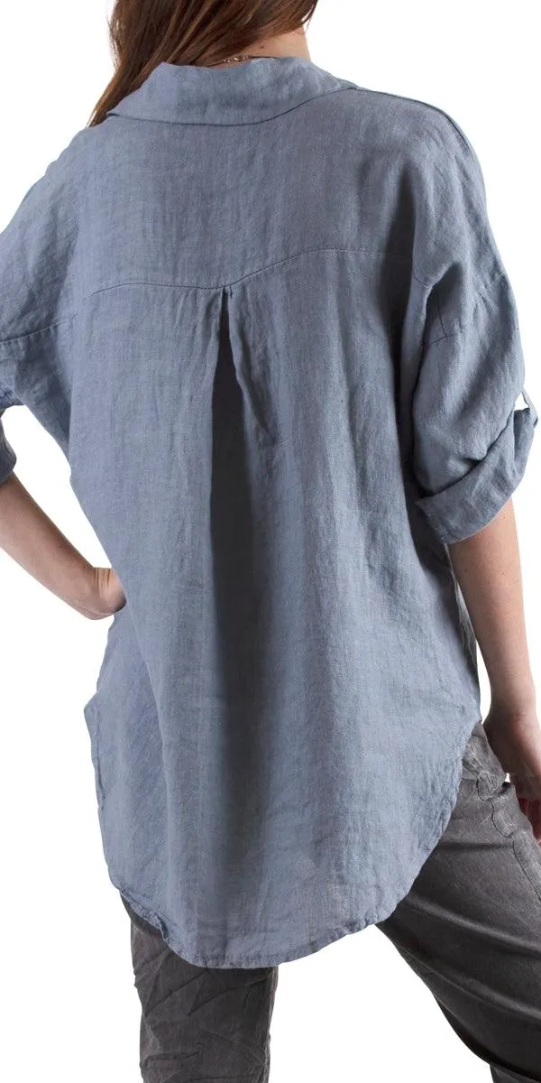 Navi Linen Button Down Top