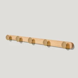 PEBBLE Wooden Wall Mounted Coat Rack - Oak / Aged Brass