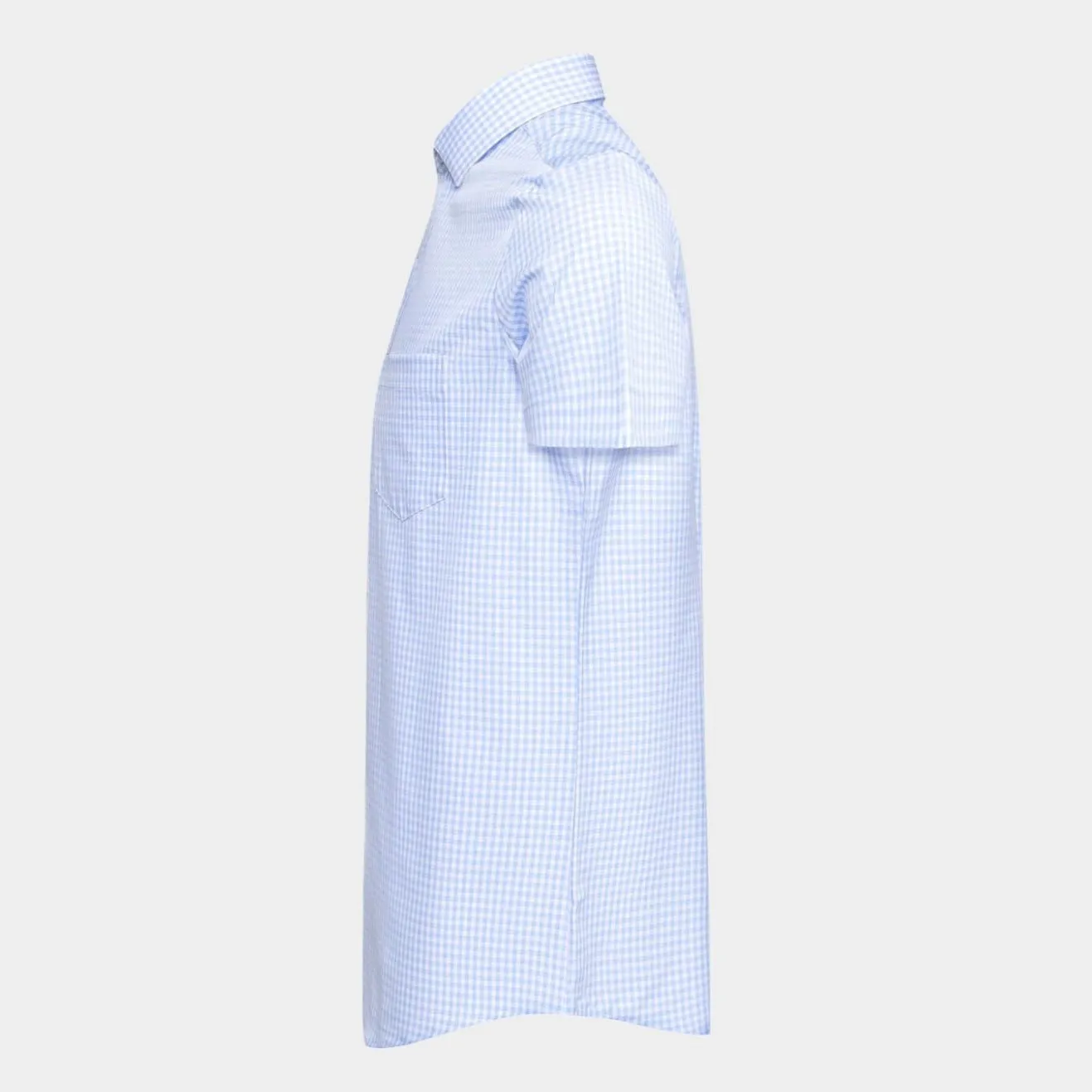 Phenom Classic Light Blue Gingham Short Sleeve Dress Shirt