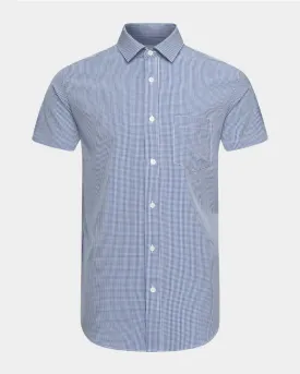 Phenom Classic Navy Plaid Short Sleeve Dress Shirt