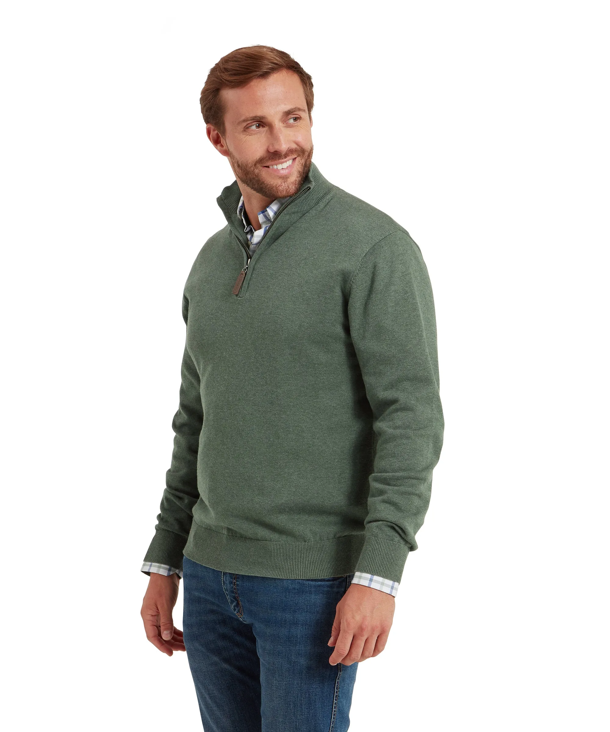 Porthmeor Quarter Zip Jumper - Country Green