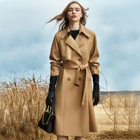 Retro Knee-Length Trench Coat