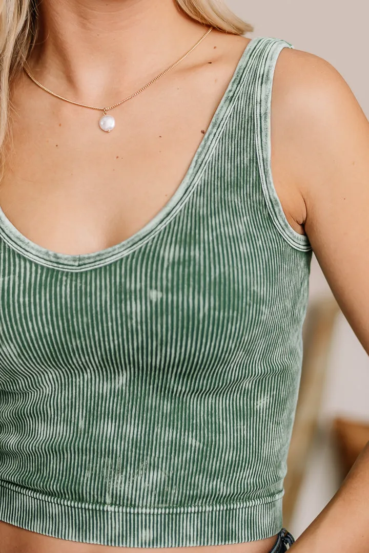 Ribbed Seamless Bralette | Green