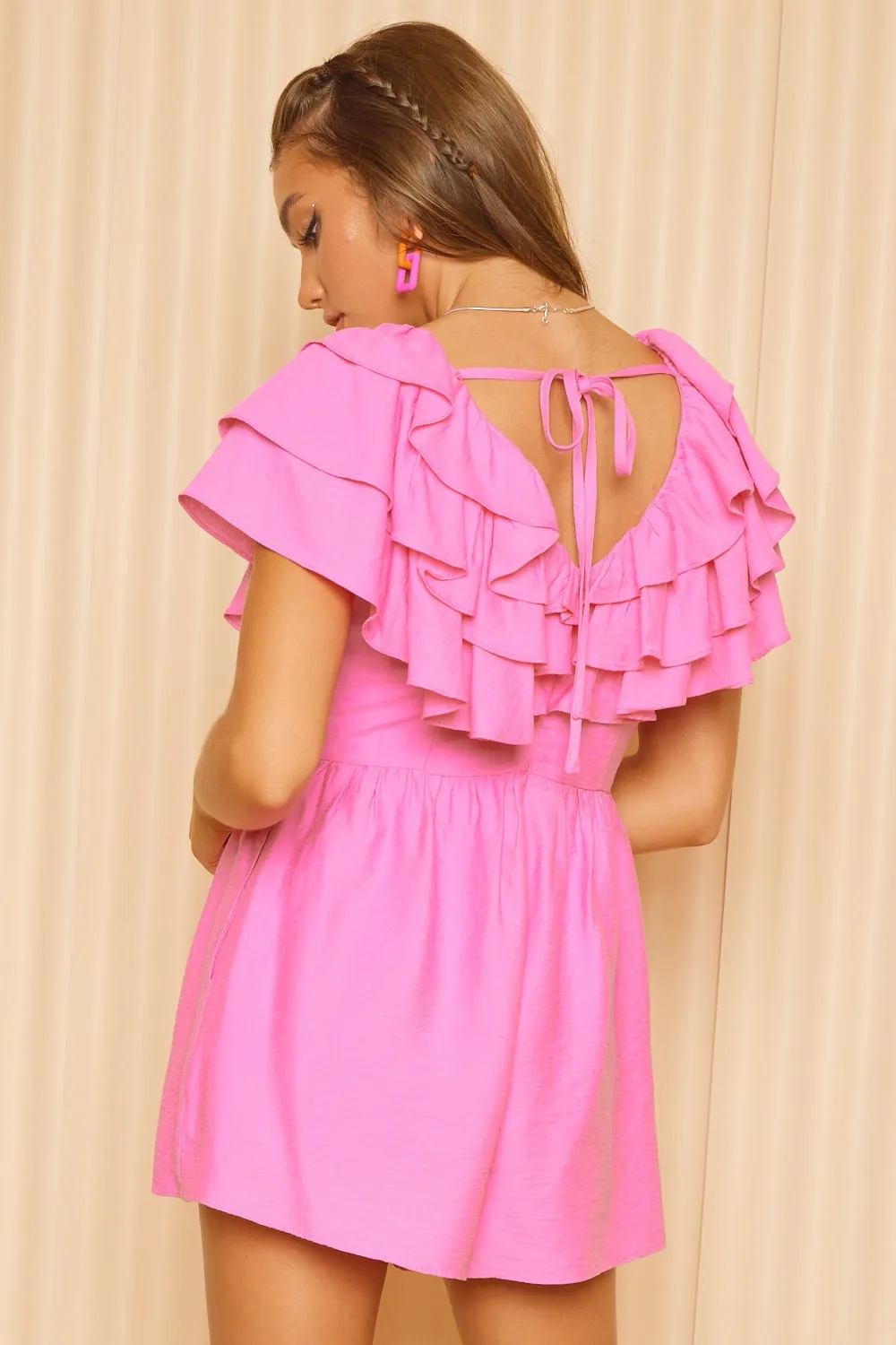 Ruffled Layered Tie Back Romper