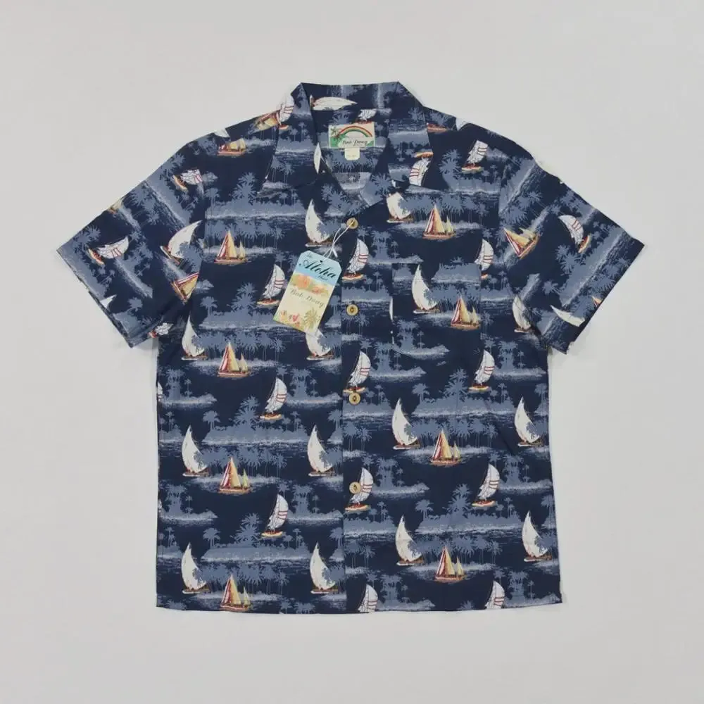 Sailboats Aloha Hawaii Casual Men Holiday Hawaiian Shirts