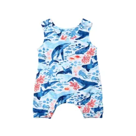 Short Sleeve Baby Romper: Ocean Print (3-18 Months)