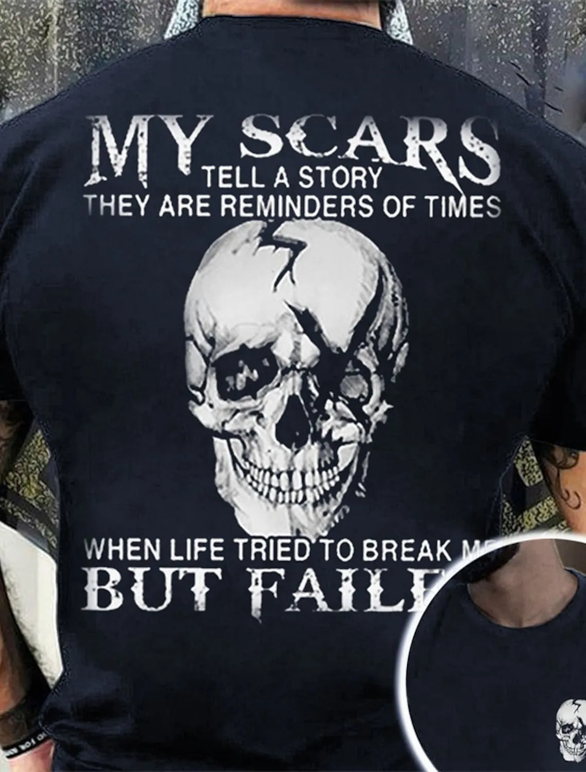 Skull Mens 3D Shirt For My Scars Tell Story They Are Reminders Of Times | Green Summer Cotton | Graphic Prints Black Wine Navy Blue Tee Casual Style Men'S Blend Basic Modern Contemporary Short