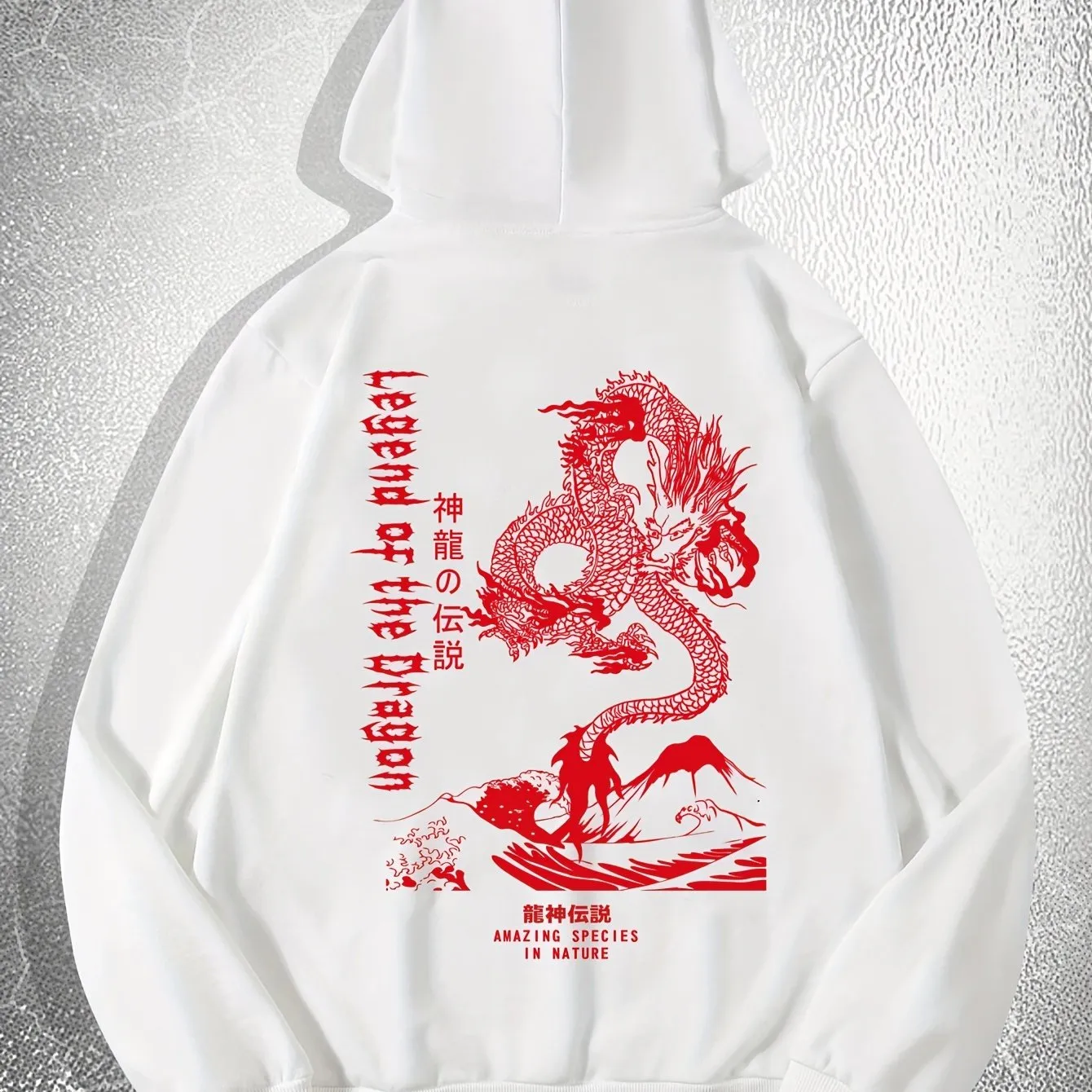 Ultimate Mens Dragon Print Hoodie with Drawstring Pocket  Casual Perfection