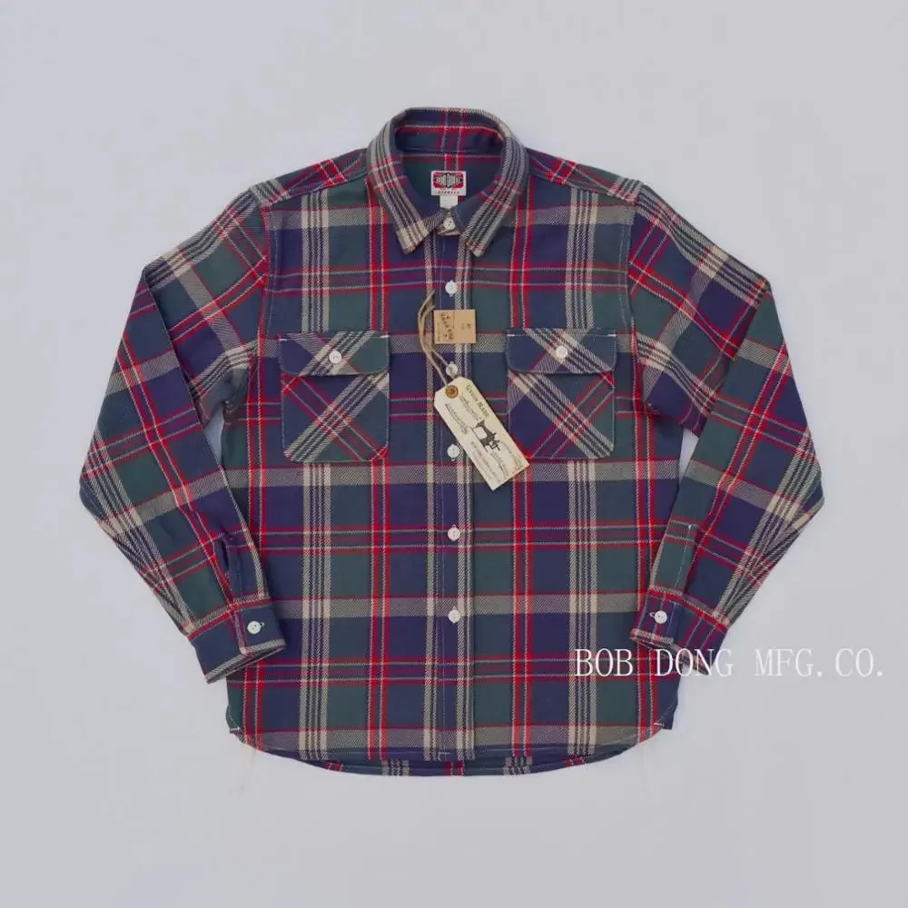 Ultra Heavy Duty Cotton Plaid Shirts with Turn-down Collar